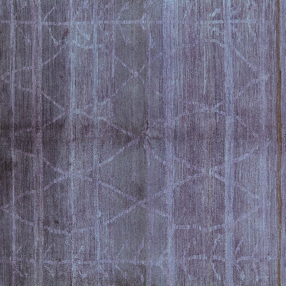Ahgly Company Machine Washable Indoor Square Oriental Turquoise Blue Industrial Area Rugs, 8' Square