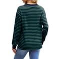 thumbnail image 4 of Fantaslook Striped Long Sleeve Shirts for Women Crewneck Tunic Tops Color Block Blouses Fall Pullover, 4 of 7