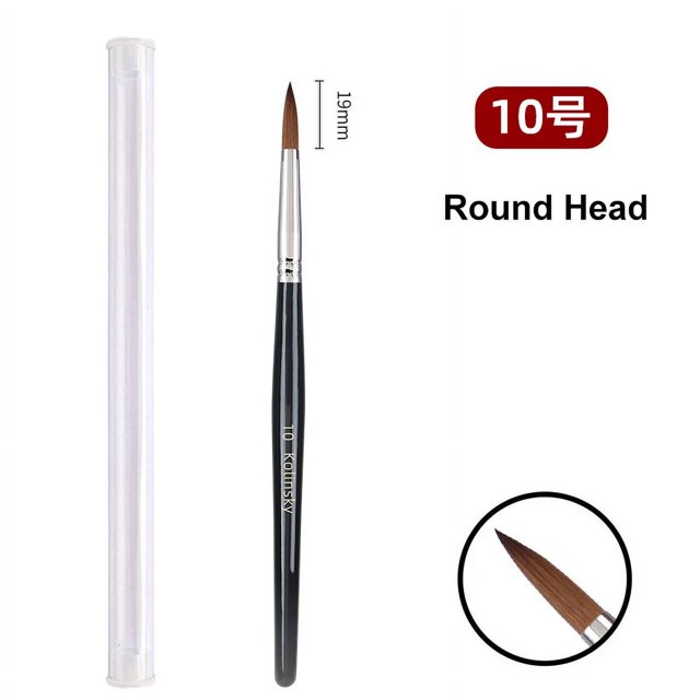 Kolinsky-cepillo acrílico para decoración de uñas, mango de madera, cepillo de visón para decoración de uñas, herramientas para uñas, cepillo para manicura, herramientas de dibujo, tamaño 8-24