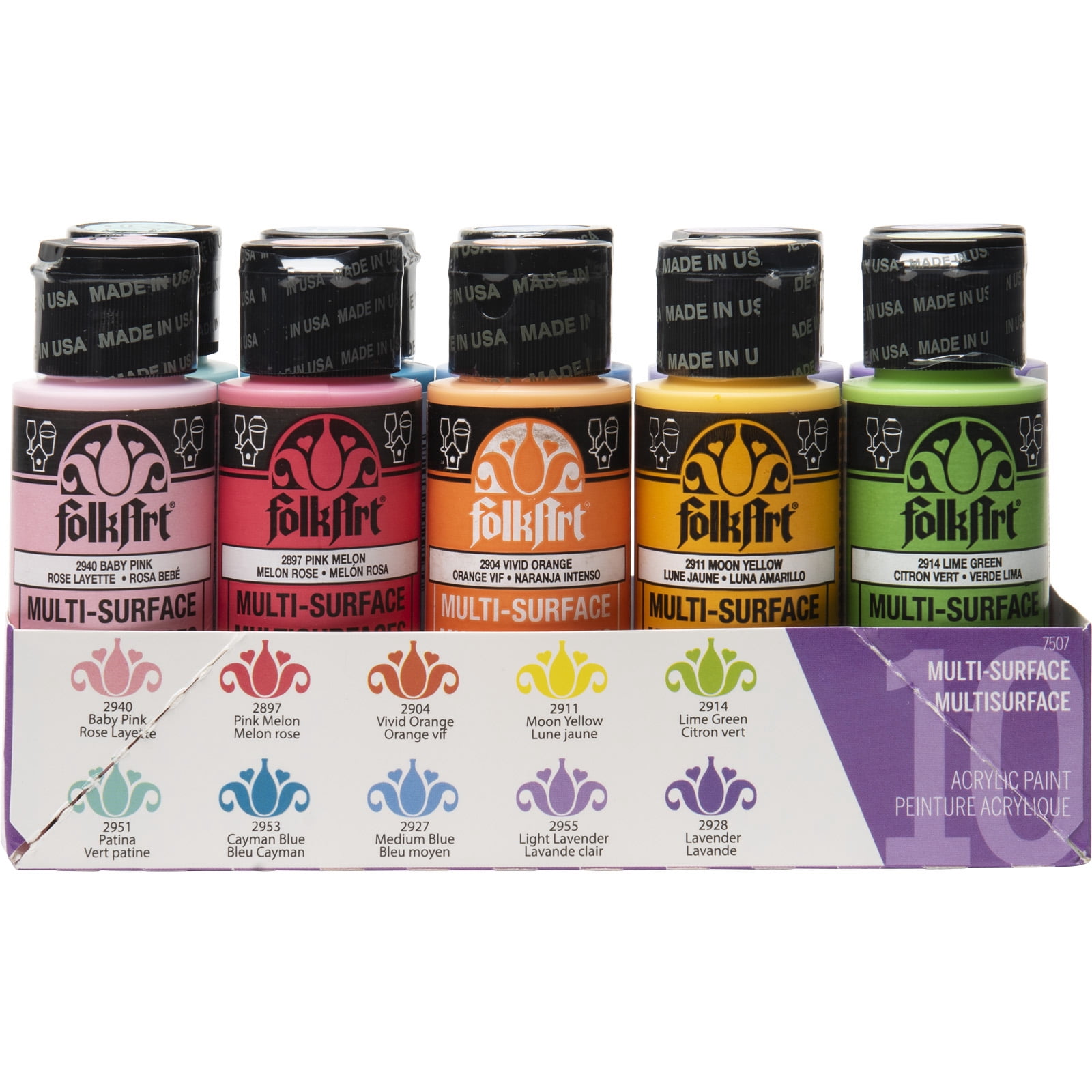 FolkArt Brights Multi-Surface Acrylic Paint Set, 6 Packs: 10 ct. (60 total)