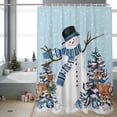 thumbnail image 2 of Christmas Snowman Bathroom Shower Curtain Xmas Tree Deer Light Blue Winter Snow Scene Waterproof Washable Shower Curtains for Bathtub Bath Decor with Grommets and Hook 66 X 72 Inch, 2 of 8