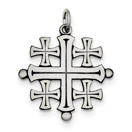 Sterling Silver Antiqued Jerusalem Cross Pendant