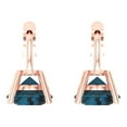 thumbnail image 4 of 1 ct Lever-Back Drop Dangle Earrings for Women | 5.0mm Round Cut Natural London Blue Topaz | 18K Rose Gold, 4 of 5