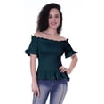 thumbnail image 2 of Moomaya Womens Off Shoulder Smocked Top Solid Short Sleeve Casual Summer Tops, 2 of 6