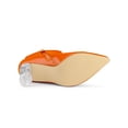 thumbnail image 3 of BLISSFUL STEP Women's Clear Heel Pointy Toe Block Heels Ankle Boots Orange 9, 3 of 7