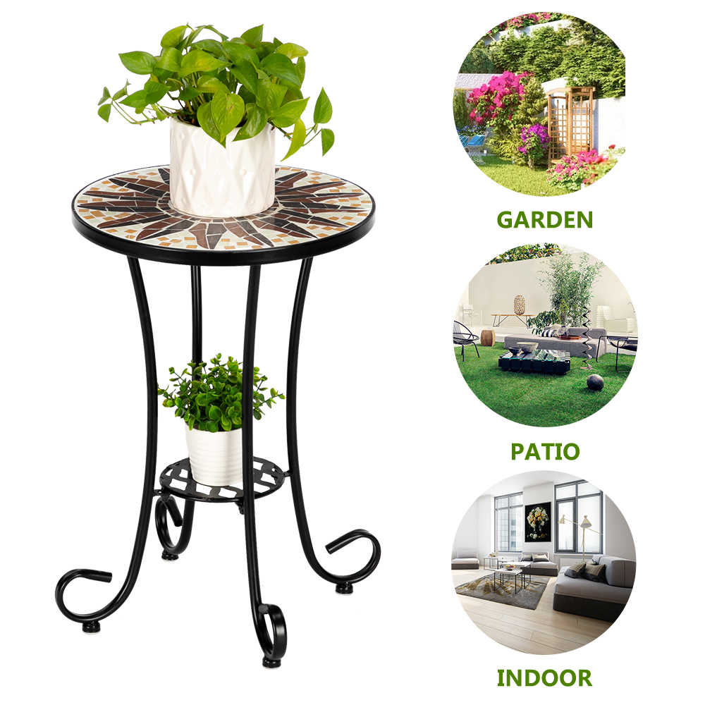 2022 Upgraded Patio Round Mosaic Side Table Terrace Bistro Table