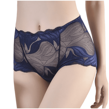 Fulorrnie Underwear for Women Comfort Cheeky Breathable High Waisted Panties Cute Ventilated Panty  Dark Blue  L