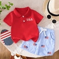 thumbnail image 2 of Boys' 2 Piece Summer Outfit 6-12 Months 12-24 Months 2t 3t 4t 5t 6t 7t Children Cool Graphic Short Sleeve Tee & Shorts Set,Graphic Summer Outfit Boys(Red,2-3 Years), 2 of 9