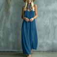 thumbnail image 4 of ClodeEU Women's V Neck Spaghetti Strap Tiered Maxi Dress,Boho Beach Vacation Swing Dress Navy,Women's Plus XXL, 4 of 6