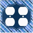 thumbnail image 3 of Metal Light Switch Plate Outlet Cover Vintage Blue Plaid Frame Wallpaper WAL034, 3 of 13