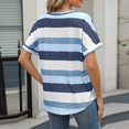 thumbnail image 4 of Uaswgudfs Women's Casual Striped V-Neck Pocket T-Shirt - Summer Leisure Short Sleeve Blouse Top, 4 of 9