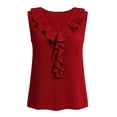 thumbnail image 7 of Iyufng Women's V Neck Front Ruffle Sleeveless Tank Top Loose Solid Office Elegant Casual Blouse, 7 of 7