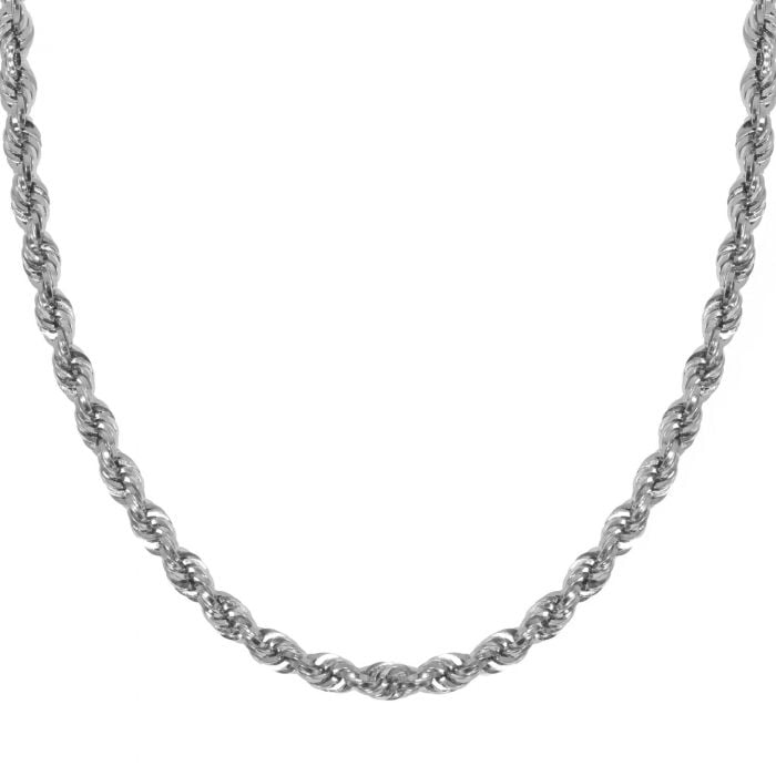14K White Gold 5Mm Rope Chain 24\