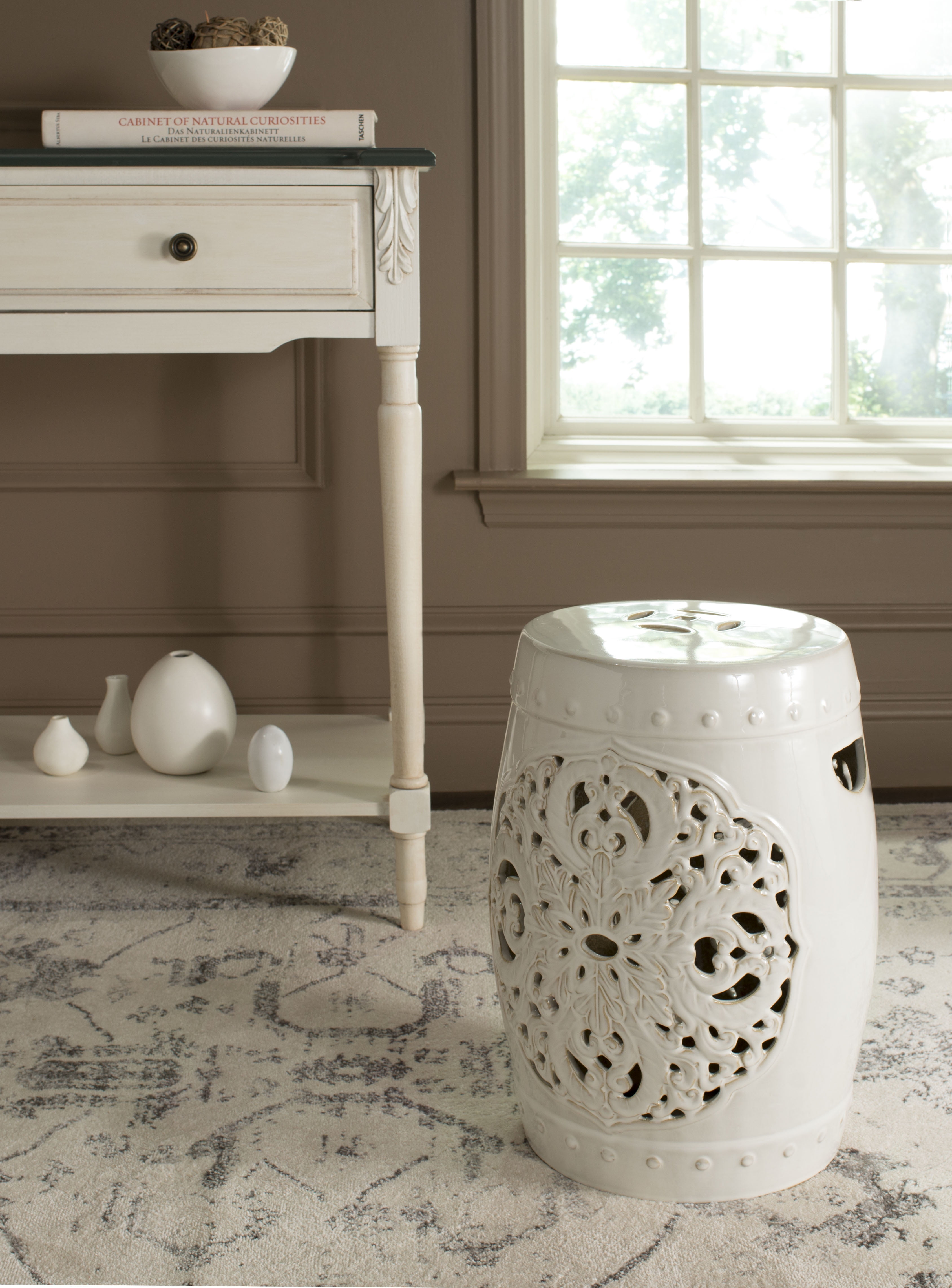 Safavieh Solid Floral Garden Indoor/Outdoor Patio Stool, Aqua - Walmart.com