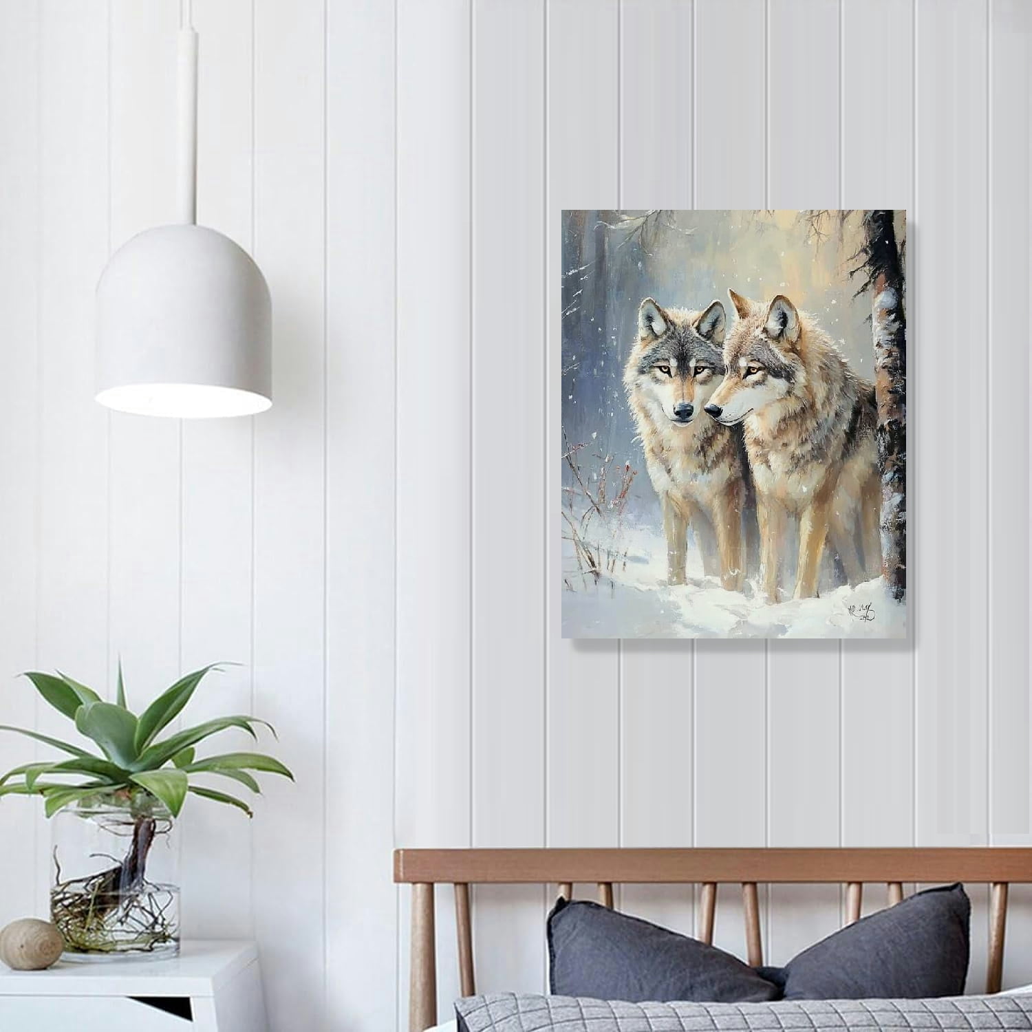 Autua  Paint by Numbers for Adults Beginner Kits, Animals Wolf, Forest Snow Scene, Paint by Number DIY Oil Painting Gift Kit for Home Decor 16x20 in