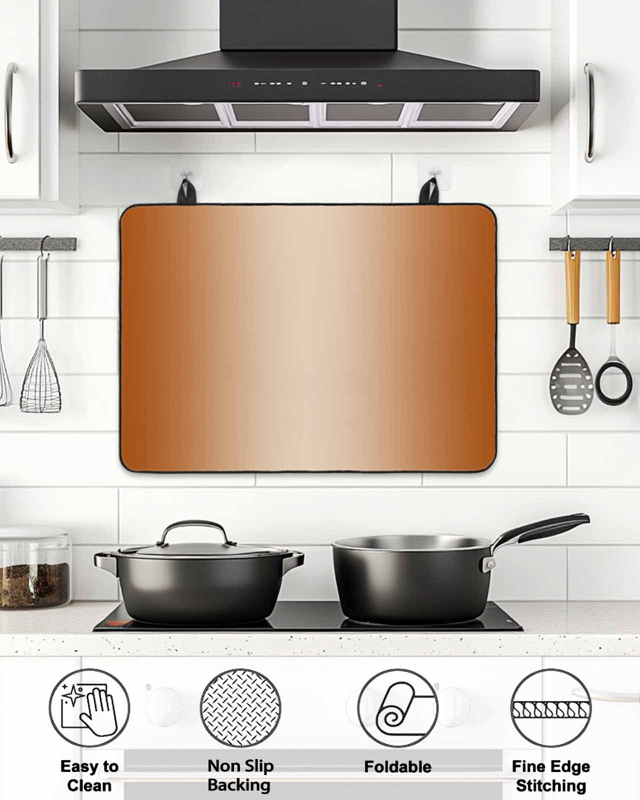 Stove Top Covers for Electric Stove, Burnt Orange Ombre Glass Stovetop Cover Protector, Modern Gradient Abstract Art Induction Cooktop Protector Oven Mat for Kitchen Countertop 36"x21"