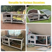 AIVITUVIN Rabbit Cage,Indoor Rabbit Hutch with Matel Frame and Pull Out Tray,Bunny Hutch Chicken Coop with Run