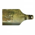 thumbnail image 1 of Woodland Cutting Board, Rural Road in a Misty Autumn Morning Countryside Pathway Scenery Natural, Tempered Glass Cutting and Serving Board, Wine Bottle Shape, Pale Coffee Green, by Ambesonne, 1 of 1