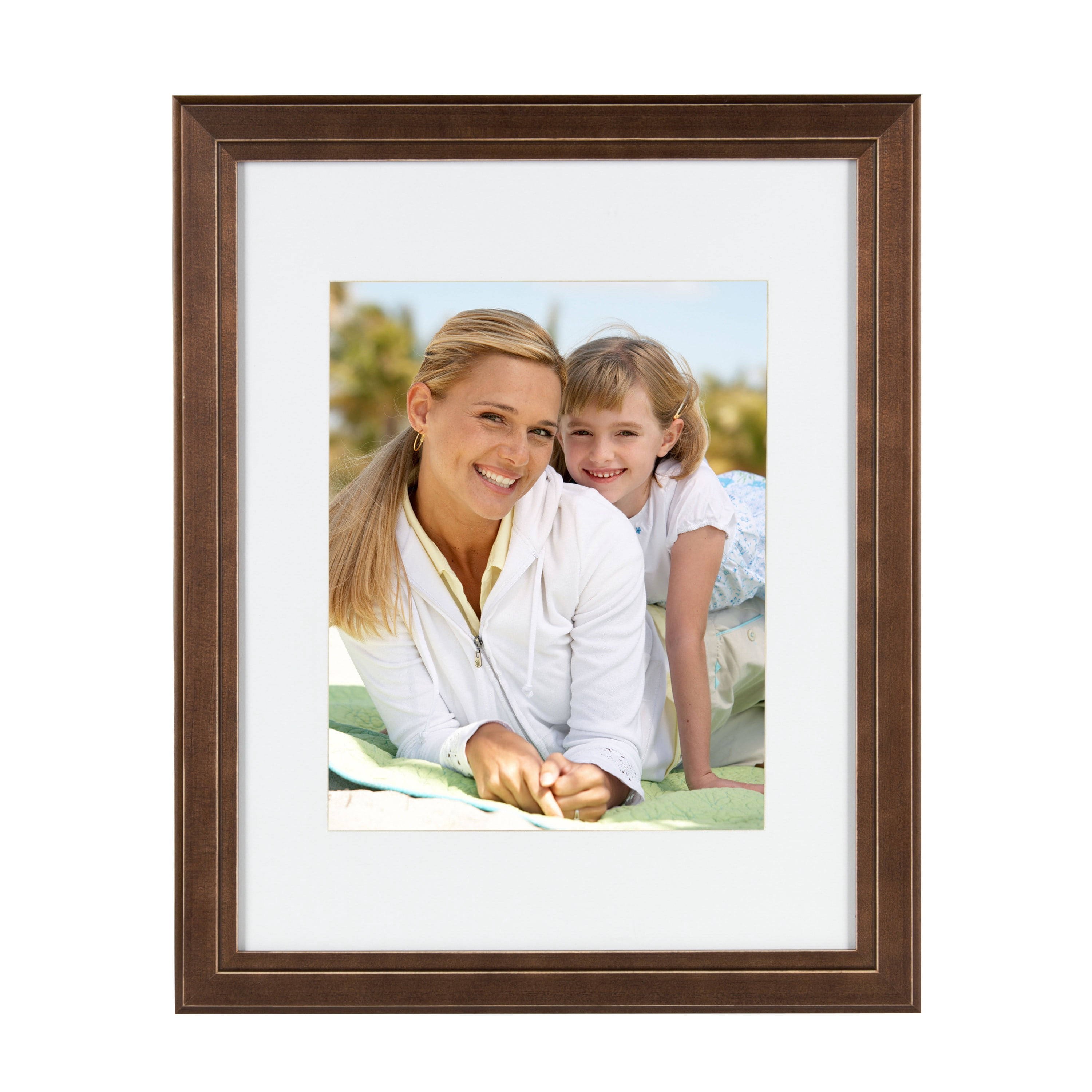 DesignOvation Kieva Solid Wood Picture Frames, Distressed Espresso Brown 11x14 matted to 8x10, Pack of 4