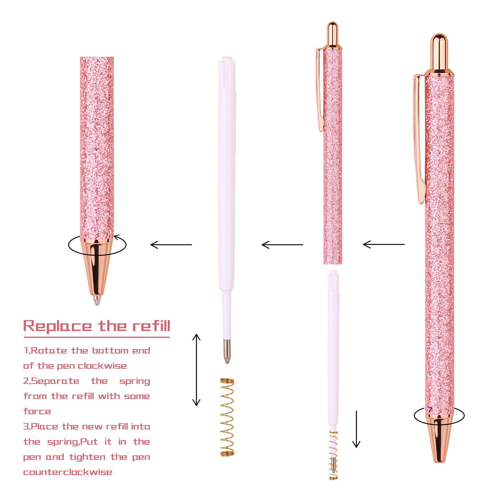 Wholesale Glitter Ballpoint Pens For Women Girls Fancy Writing Pens Metal  Retractable Black Ink Medium Point Pens 1 Mm Journaling Pen From  Hc_network, $0.62