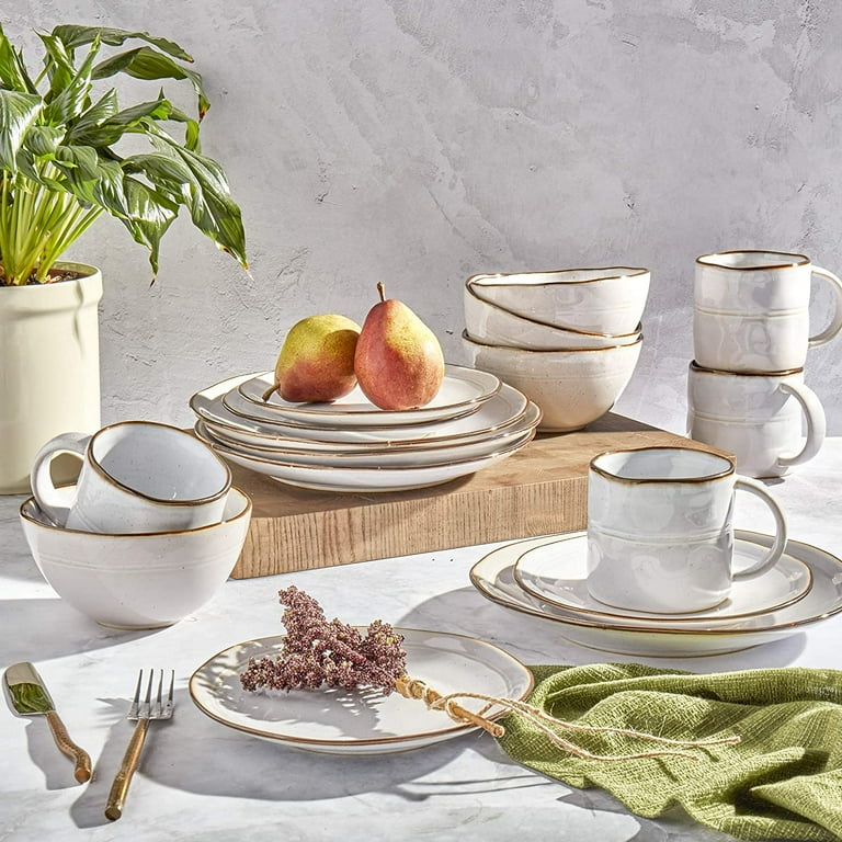  Tabletops Gallery Industrial Farmhouse Dinnerware- Stoneware  Dishes Service for 4 Dinner Salad Appetizer Dessert Plate Bowls, 12 Piece  Arlington Dinnerware Set with Reactive Glaze : Everything Else