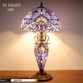 thumbnail image 3 of Tiffany Style Lamp W12H122 Inch Lavender Blue Purple Baroque Stained Glass Lampshade Antique Base S003C WERFACTORY Lamps Lover Gifts Living Room Bedroom Office Study Coffee Table Lighting Art Gifts, 3 of 7