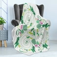 thumbnail image 4 of Celtic Soft Flannel Fleece Throw Blanket, 3 Legged Macro Single Celtic Form with Curved Lines Extending from Centre Print, Cozy Plush for Indoor and Outdoor Use, 50" x 70", Green Pink, by Ambesonne, 4 of 5