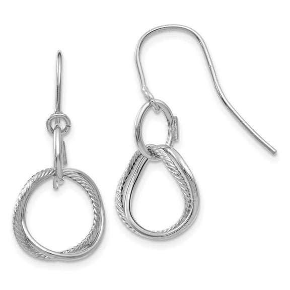 Primal Gold 14 Karat White Gold Small Twisted Circle Shepherd Hook Earrings