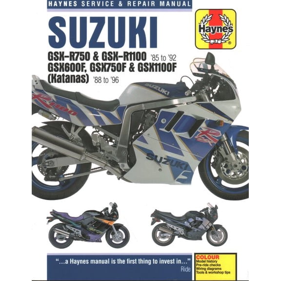 Pre-Owned Suzuki GSX-R750 & GSX-R1100 (86-92), GSX600F Katana (88-96), GSX750F Katana (89-96) & GSX1100F Katana (88-96) Haynes Repair Manual ^