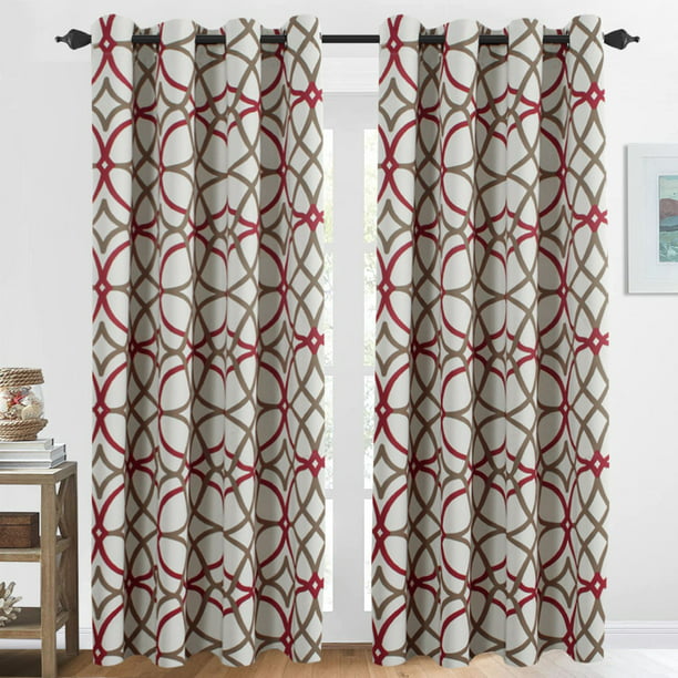 H Versailtex Geometric Blackout, Red And White Geometric Pattern Curtains