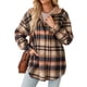 thumbnail image 3 of Chaqueta de Franela con Capucha y Cuadros para Mujer, Abrigo Grueso de Invierno para Mantener el , Chaqueta de Forro Cálida y Suave con Botones Marrón XL, 3 of 10