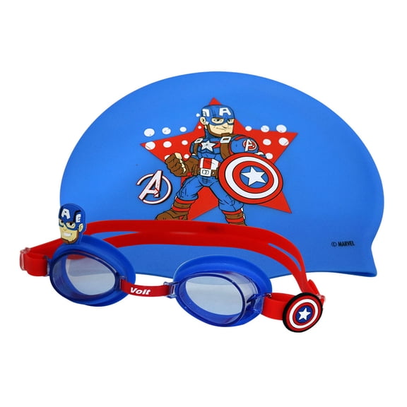 Set de Natación Voit Infantil Gorra + Goggle Marvel Capitán América