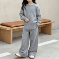 thumbnail image 2 of Coerni Girls Boys 2 Piece Sweatsuit Faux Layer Tunic Sweatshirt and Wide Leg Sweatpants Casual Matching Sets Fall Winter Tracksuit, 2 of 4