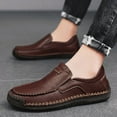 thumbnail image 2 of Men's Casual On Loafers Comfortable Leather Shoes For Daily Wear Lightweight Breathable Flat Sole Sneakers With Jeans All Season, 2 of 8
