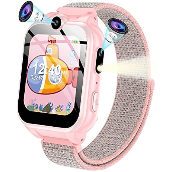 wonima11 PTHTECHUS Smart Watch,SmartWatch for Kids Girls Audio Stories Kids Smart Watches Ages 4-12,18 Puzzle Games Kids Watch with 2 Camera Video Music Player Pedometer Alarm Torch,Pink