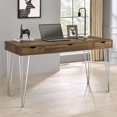 thumbnail image 6 of Coaster Milton 3-drawer Farmhouse Wood Writing Desk in Brown Oak and Chrome, 6 of 6