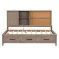 thumbnail image 5 of Twin Size Lounge Daybed with Storage Shelves and Cork Board, Versatile Wood Sofa Bed Frame with USB Ports and 3 Drawers, Sturdy Slats Support, Space-Saving (Antique Wood Color), 5 of 7