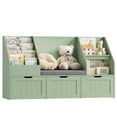 thumbnail image 4 of Homfa Kids Bookshelf with Reading Nook & 3 Movable Drawers, 2 Cube Bookcase with 4-Tier Book Racks, Toy Storage Organizer for Playroom Bedroom, Green, 4 of 8