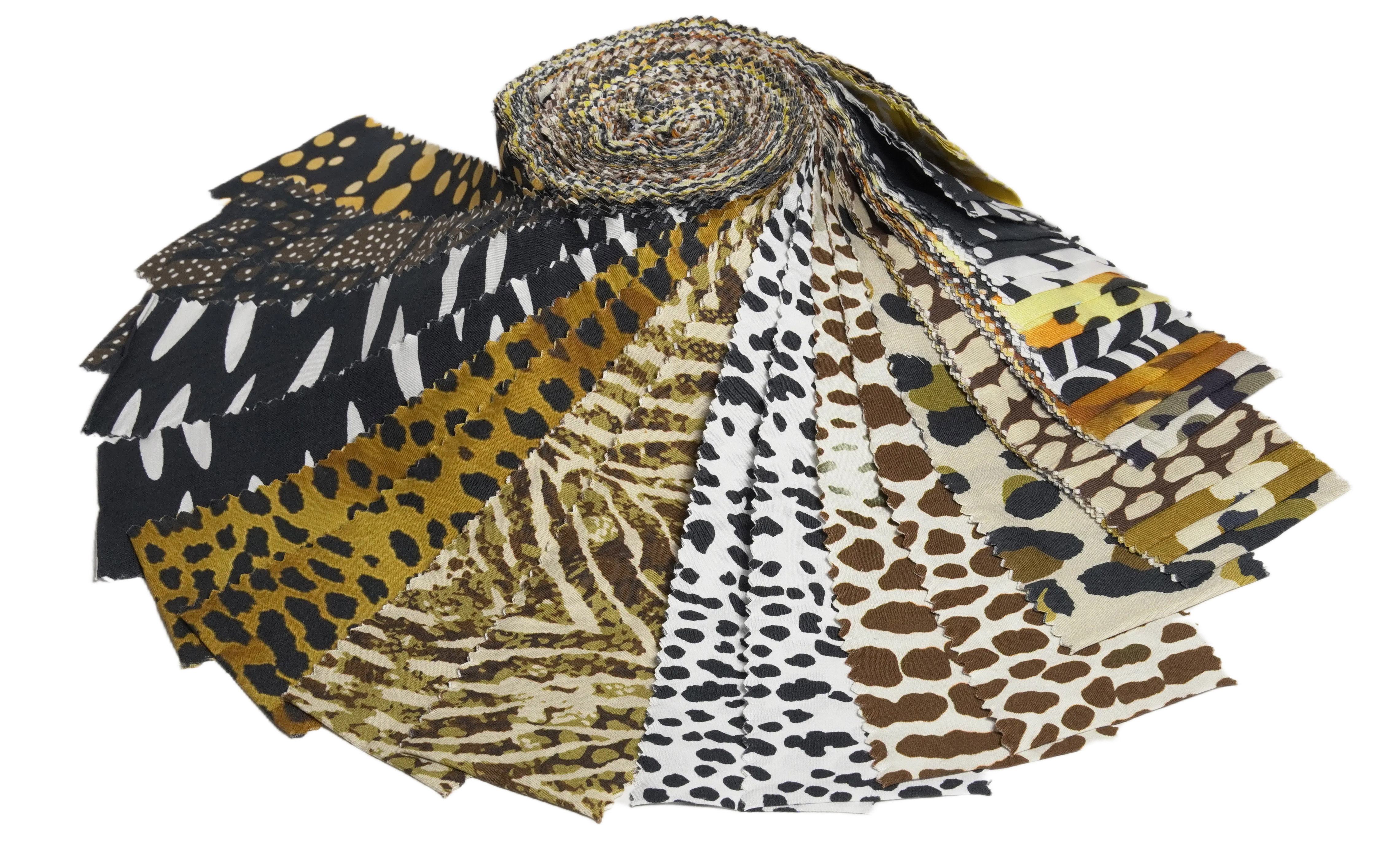Soimoi 40Pcs Animal Skin Print Precut Fabrics Strips Roll Up 2.5 x 42 inches Cotton Jelly Rolls for Quilting - Multicolor