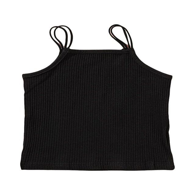 Girl‘s Vest Children‘s Solid Color Ribbed Sling Tops Tight Sleeveless Shirt Camisole for Kids