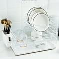 thumbnail image 2 of 16'' x 10'' x 11'' White Dish Drainer Drying Rack for Kitchen, Washing Organizer, Plate Bowl Cup Storage Holder, 2 of 10