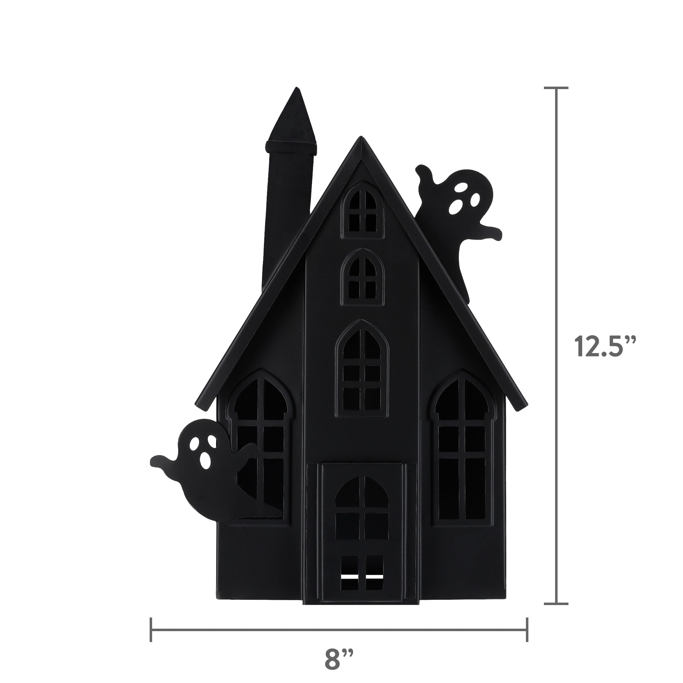 Metal Haunted House Decoration, Black, 12.6", Halloween by Way To Celebrate