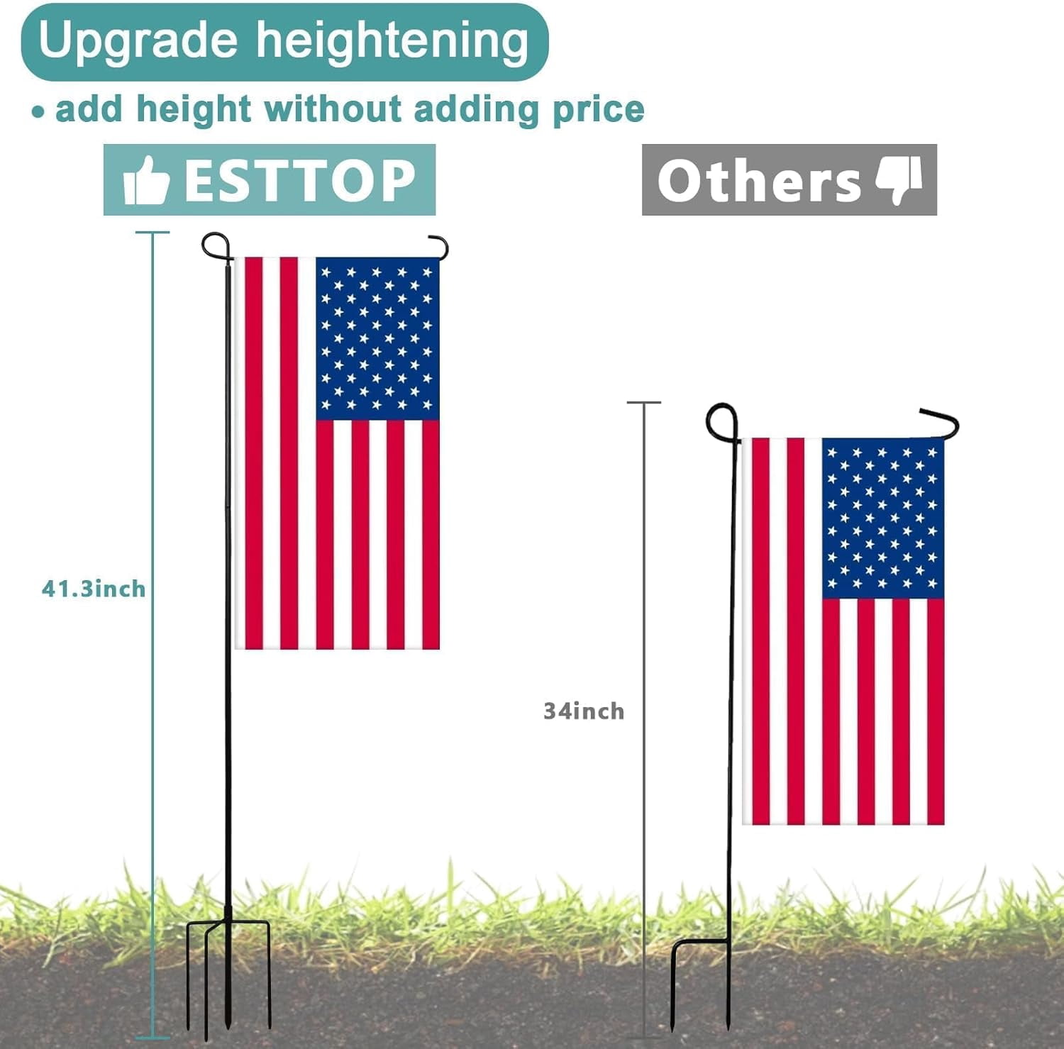 Heavy-Duty 4-Prong Garden Flag Pole Holder Stand – Weatherproof Outdoor Garden & Yard Flag Base for 12x18 Inch House Flags, Ground Flagpole Stand for All-Season Decoration(Flag Not Include)