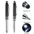 thumbnail image 4 of Uxcell Ballpoint Pen with Stylus Tip and LED Flashlight Metal Pen Black Ink 1.0mm Medium Point Stylus Pen, Black 5 Pack, 4 of 7