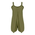 thumbnail image 4 of Summer Loose Romper for Women Flowy Ruffle Tank Top Short Jumpsuit with Pocket Wide Leg Front Slit Layer Dressy Outfits, Green, XL, 4 of 7