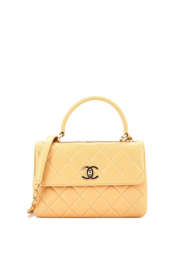 Pre-Owned Trendy CC Top Handle Bag Quilted Lambskin Small By Rebag