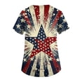 thumbnail image 2 of 250th Anniversary USA Scrub Tops Women American Flag Print Stretch V Neck Scrubs 4th of July Nurse Working Uniforms with Pockets, 2 of 4