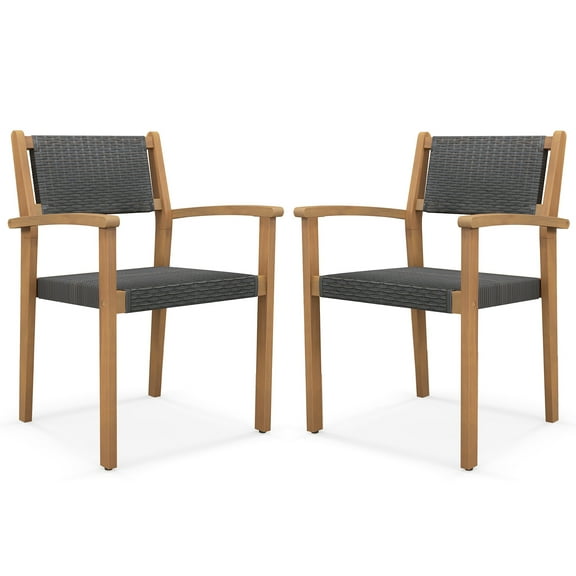 Gymax Stackable Dining Chair Set of 2 w/ Breathable Backrest Adjustable Foot Pads