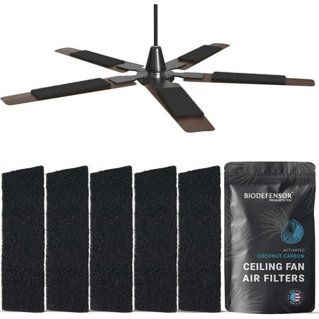 

Ceiling Fan Filters Made In Usa Easy Peel & Stick Fits All Blade Types Premium Granular Activated Carbon - Captures Dust Odors Vocs Airborne Irritant Purifier (5-Pack For 5-Blade)