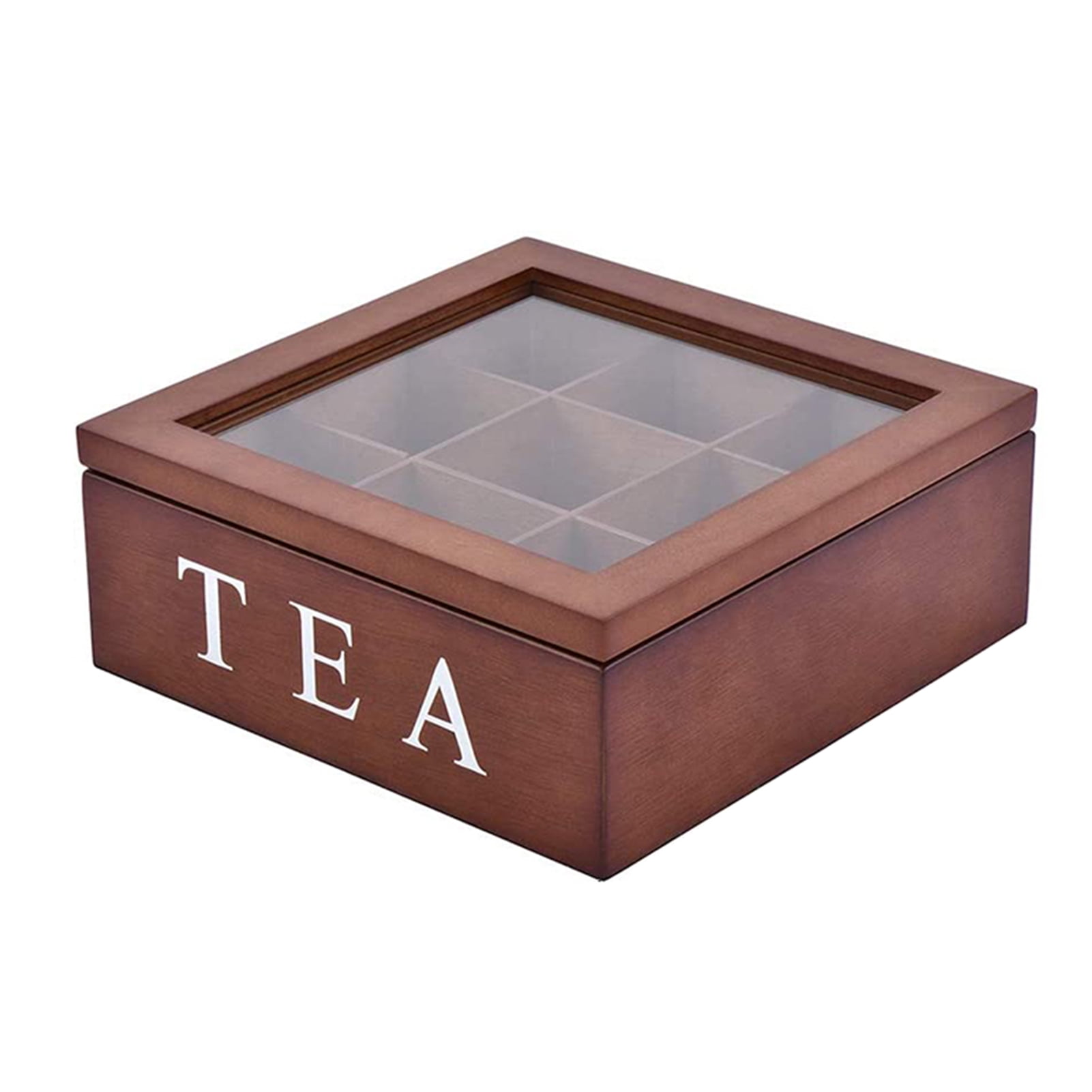 EnowiseYL Wooden Visible Storage Box With Lid & Latch For Tea Bag